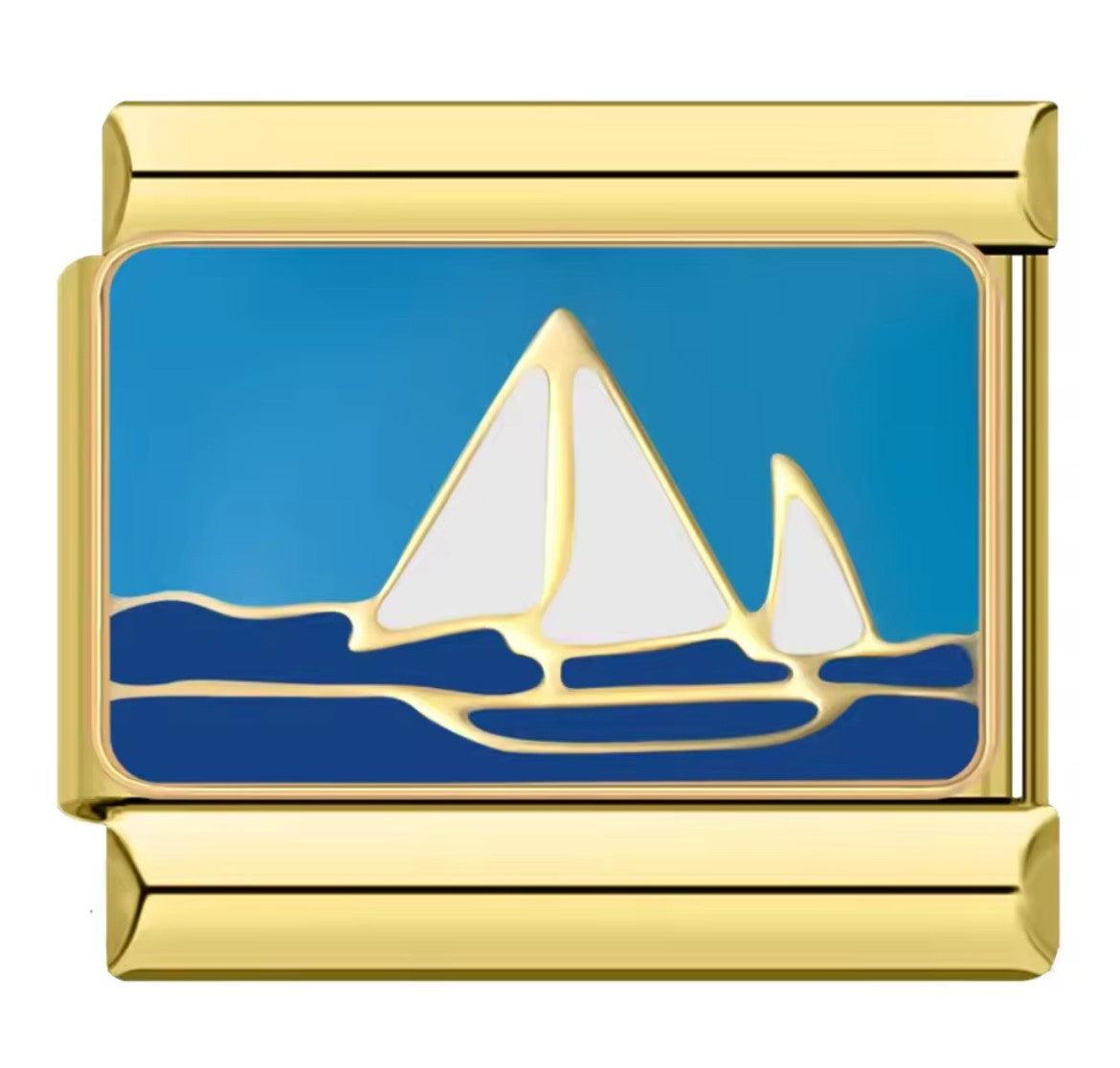 Sailing Boat Charm Gold Link