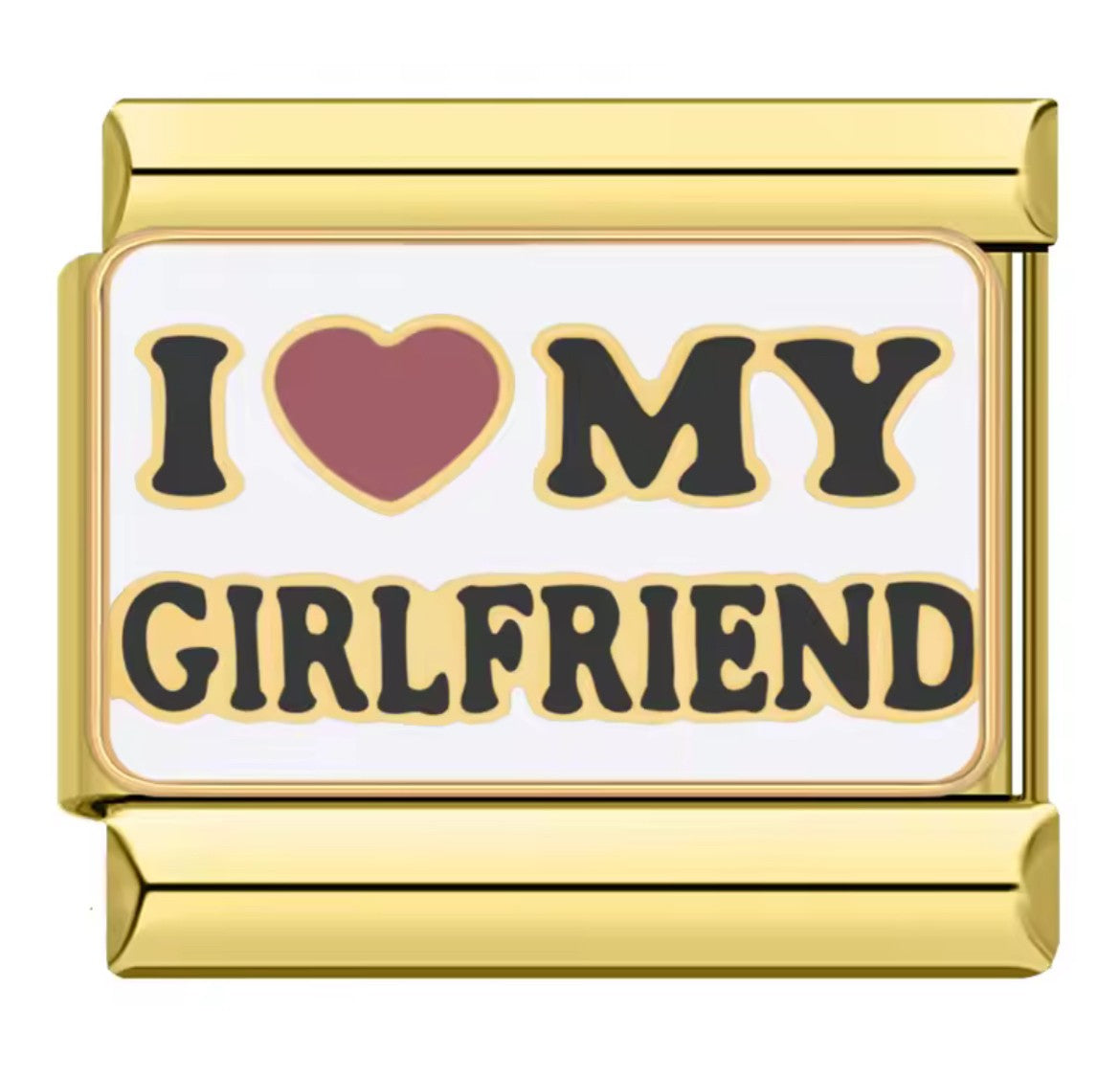 I Love My Girlfriend Italy Charm Gold Link