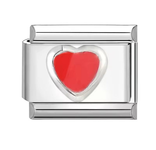 Red Heart Italy Charm Silver Link