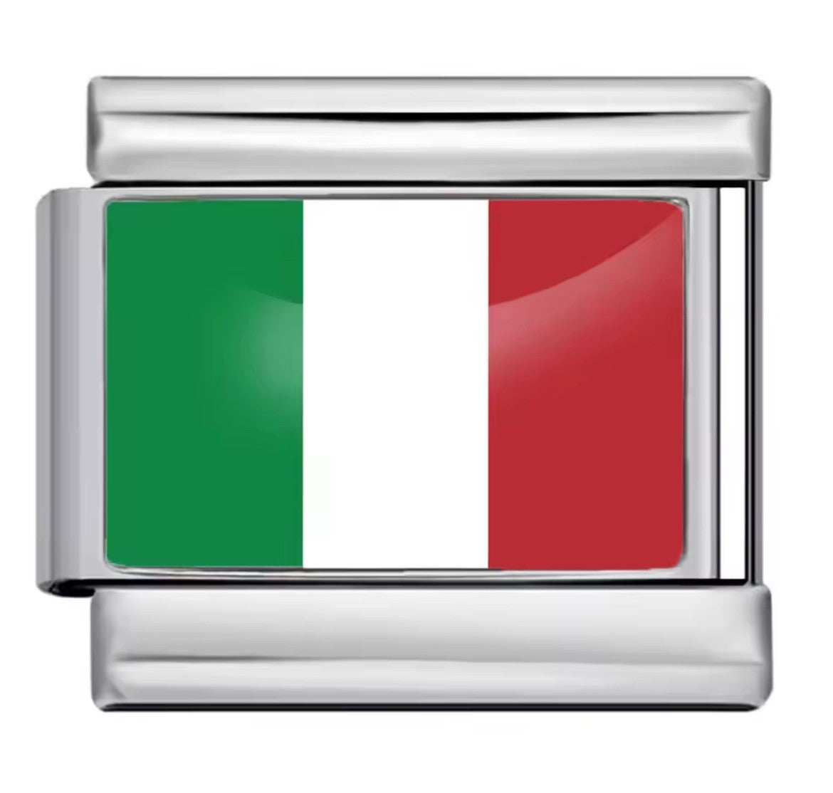 Italy Flag Charm Silver Link