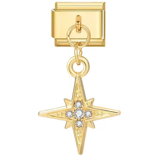 North Star Italy Dangle Charm Gold Link
