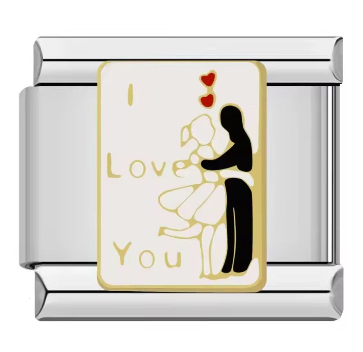 I Love You Italy Charm Silver Link