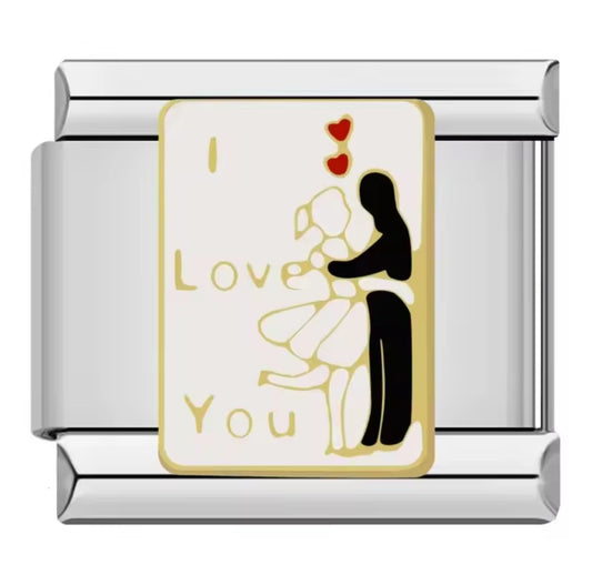 I Love You Italy Charm Silver Link