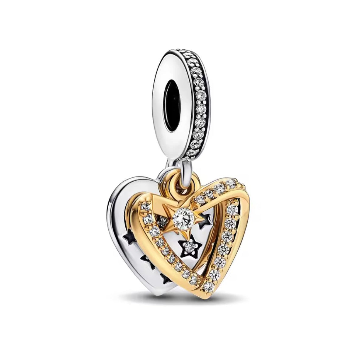 Shooting Star Heart Double Dangle Charm