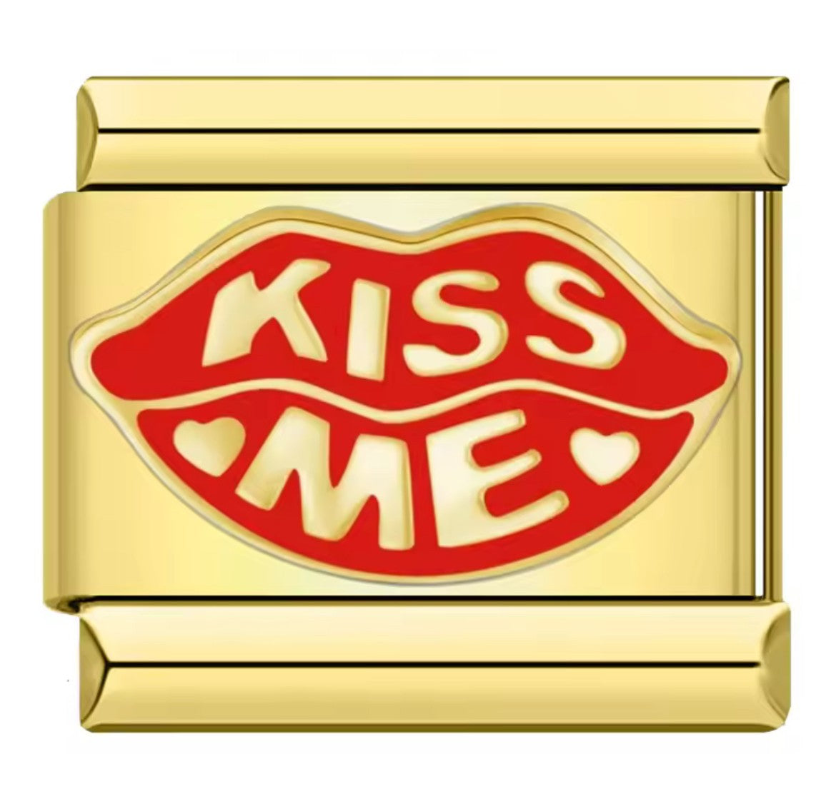 Kiss Me Charm Gold Link