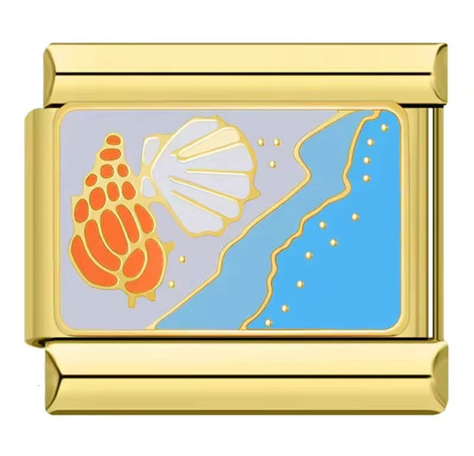 Beach Themed Italy Charm Gold Link