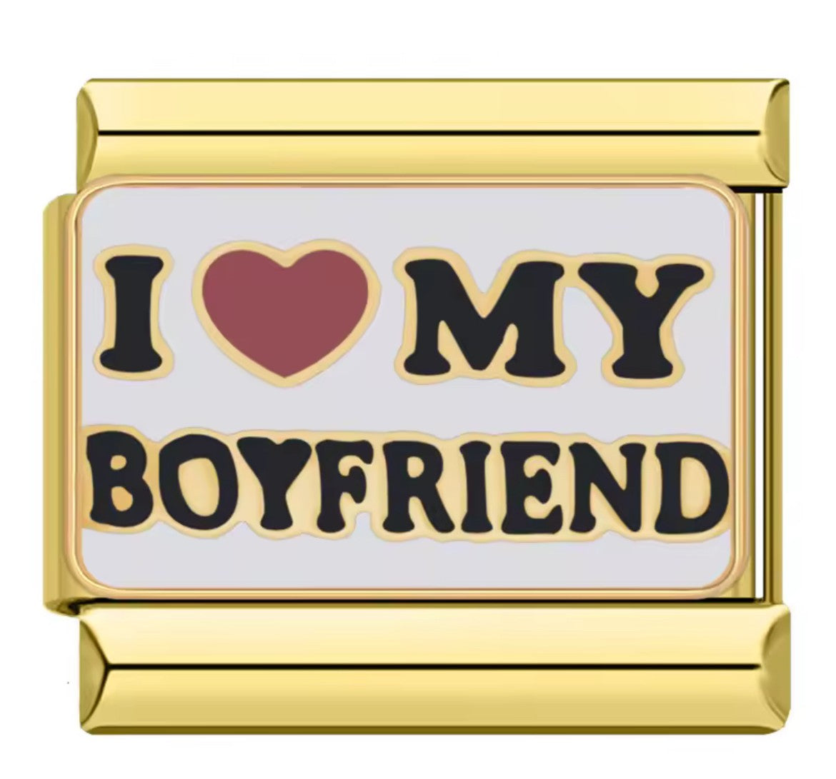 I Love My Boyfriend Italy Charm Gold Link