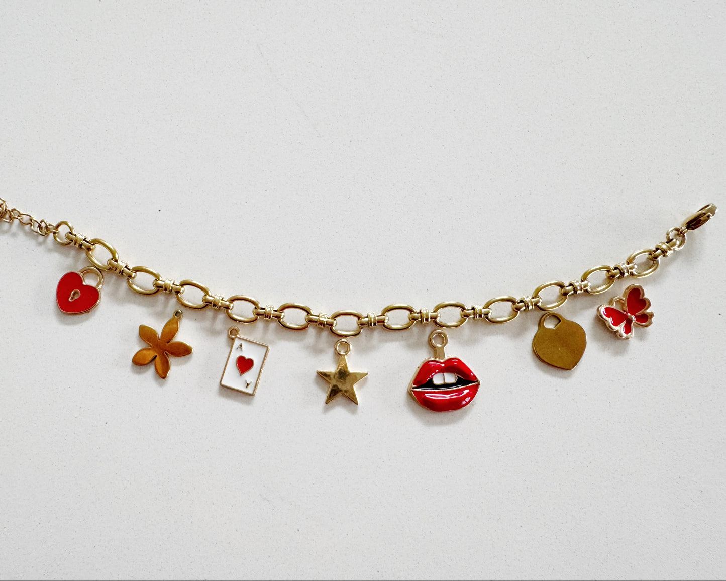 Red Lips Charm Bracelet