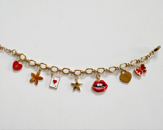 Red Lips Charm Bracelet
