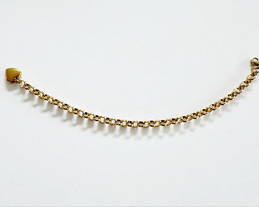 Gold Heart on Sleeve Chain Bracelet