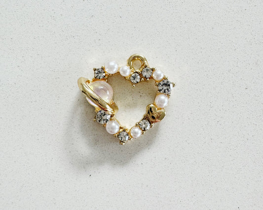 Diamonte Pearly Heart Charm