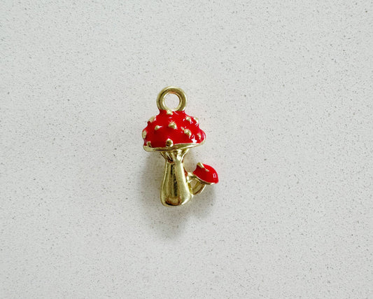 Red Gold Mushroom Charm