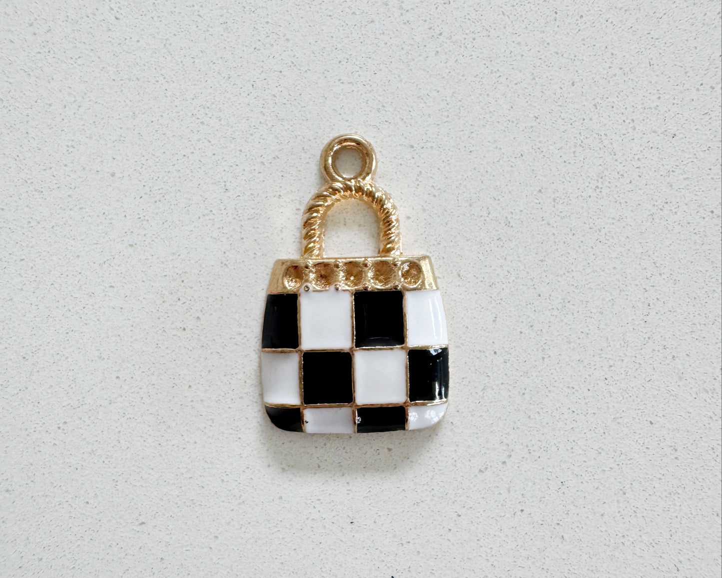 Black/ White Checkered Handbag Charm