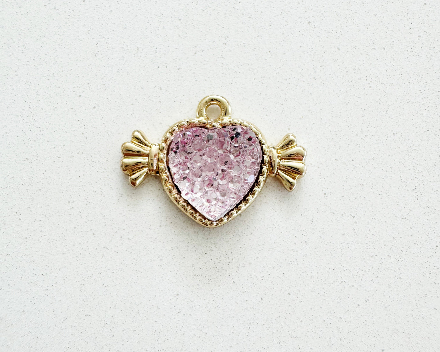 Pink Diamonte Heart Charm