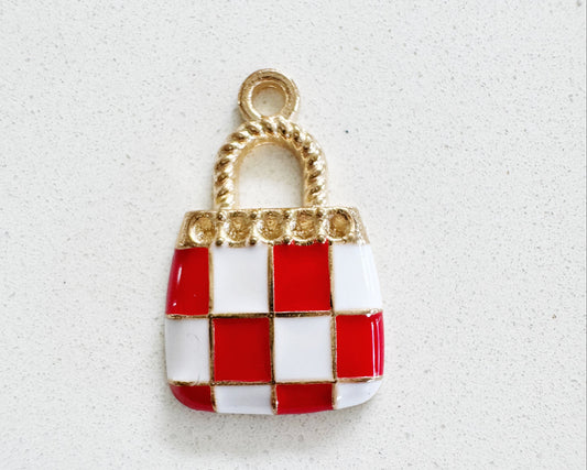 Red/ White Checkered Handbag Charm