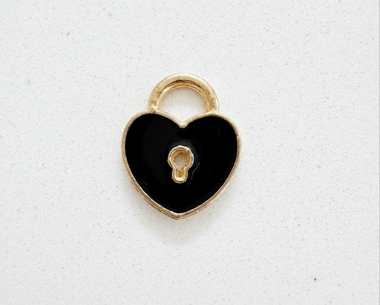 Black Heart Padlock Charm