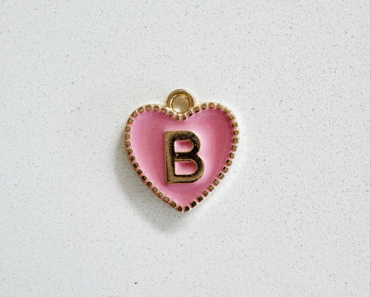 Pink Heart Initial Charm