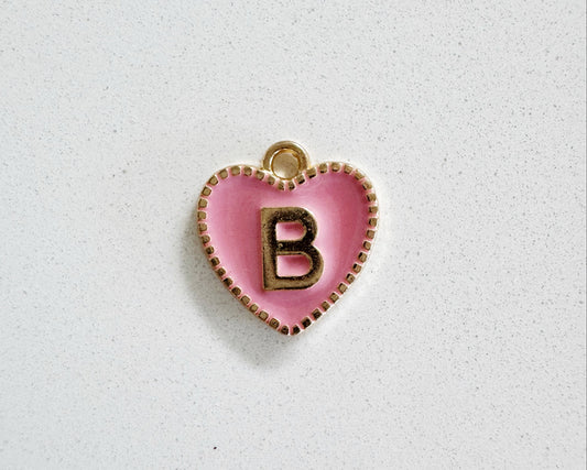 Pink Heart Initial Charm