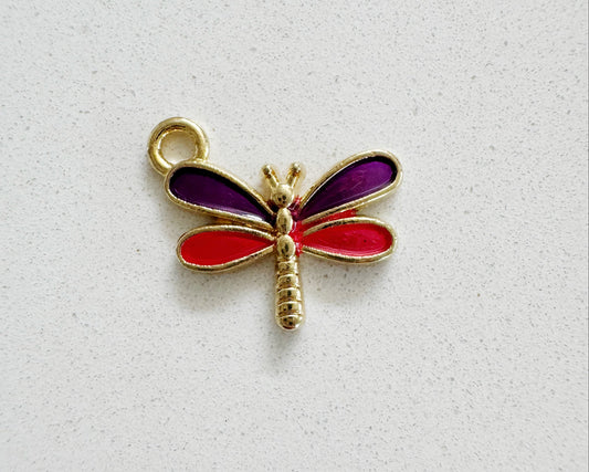 Purple Pink Dragon Fly Charm
