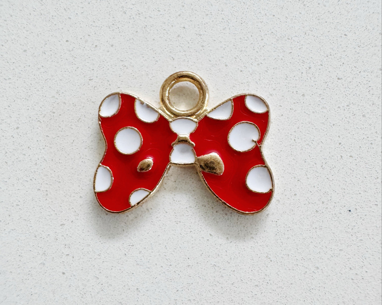 Polka Dot Red Bow Charm