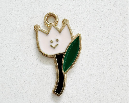Pink Flower Smily Charm