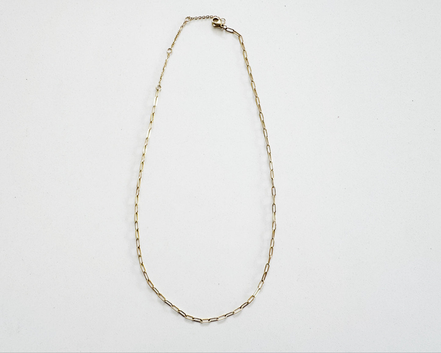 Small Paper Clip Long Chain Necklace