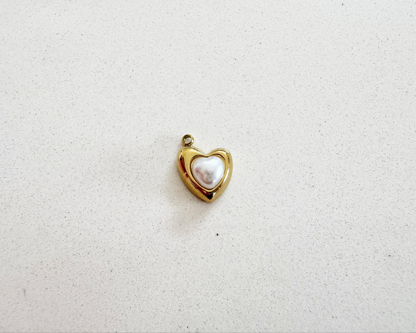 Gold Heart Pearl Charm