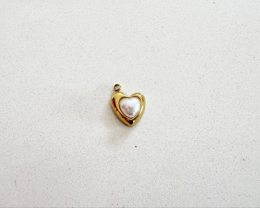Gold Heart Pearl Charm