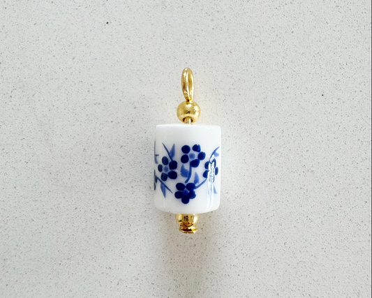 Blue floral Ceramic Charm