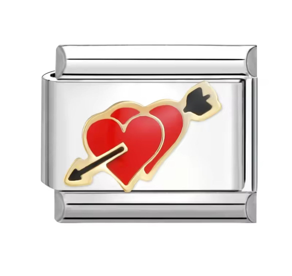 Heart with Arrow Italy Charm Silver Link