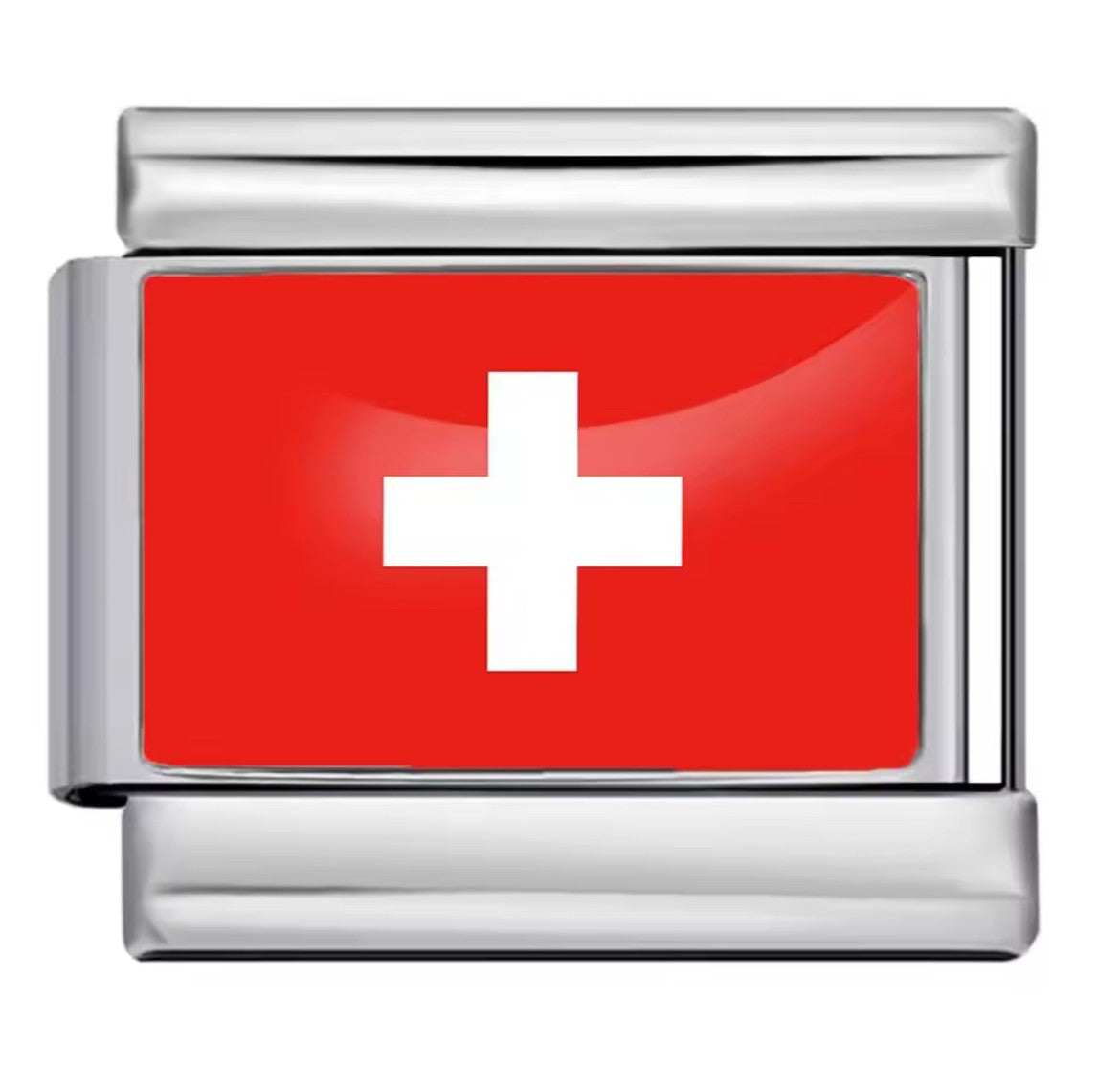 Switzerland Flag Charm Silver Link