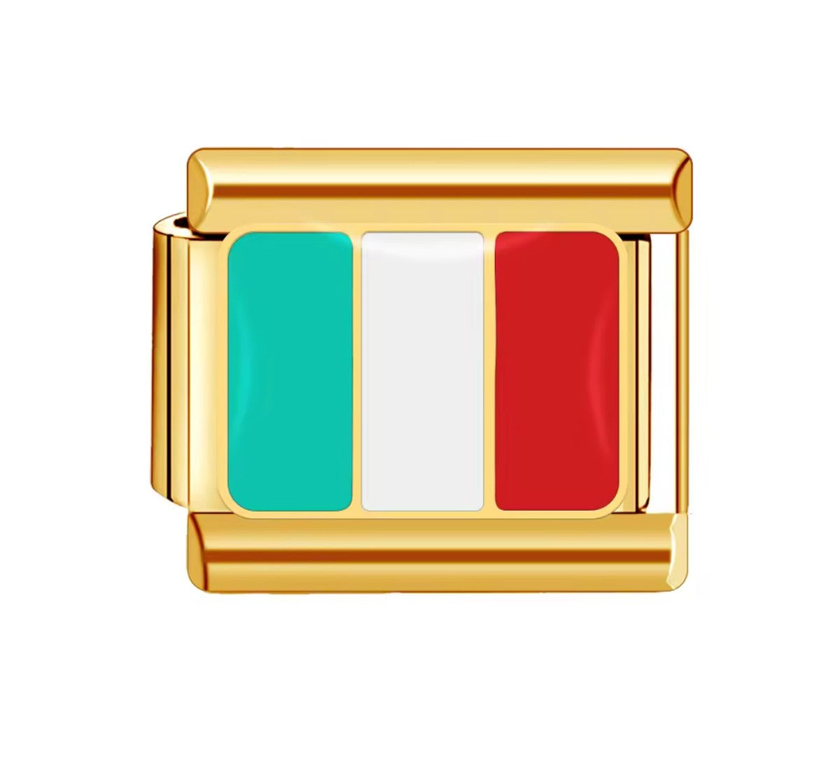 Italy Flag Charm Gold Link