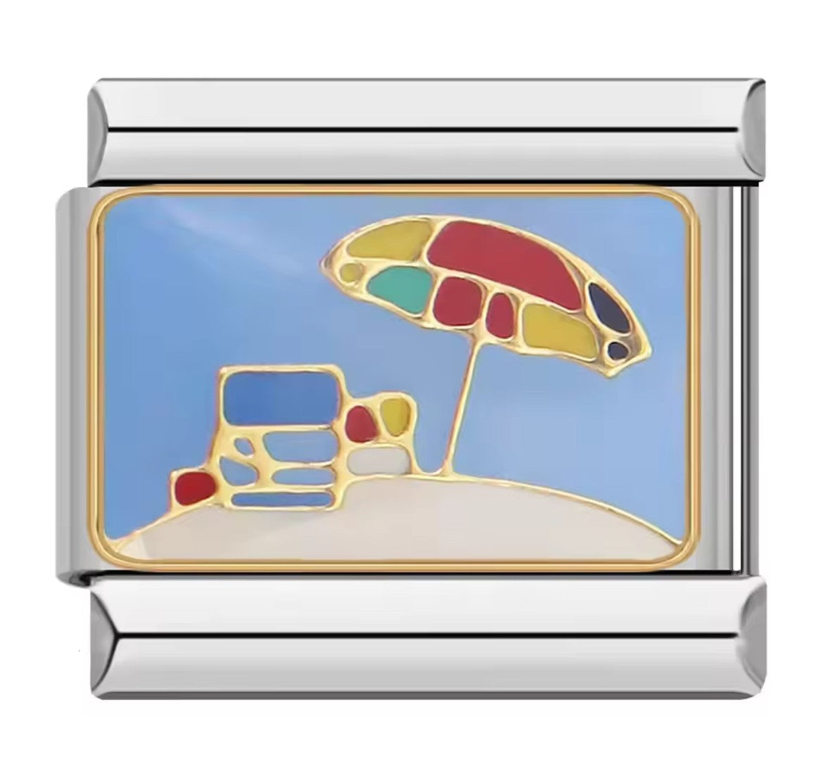 Beach Umbrella and Lounge Chair Italy Charm Silver Link