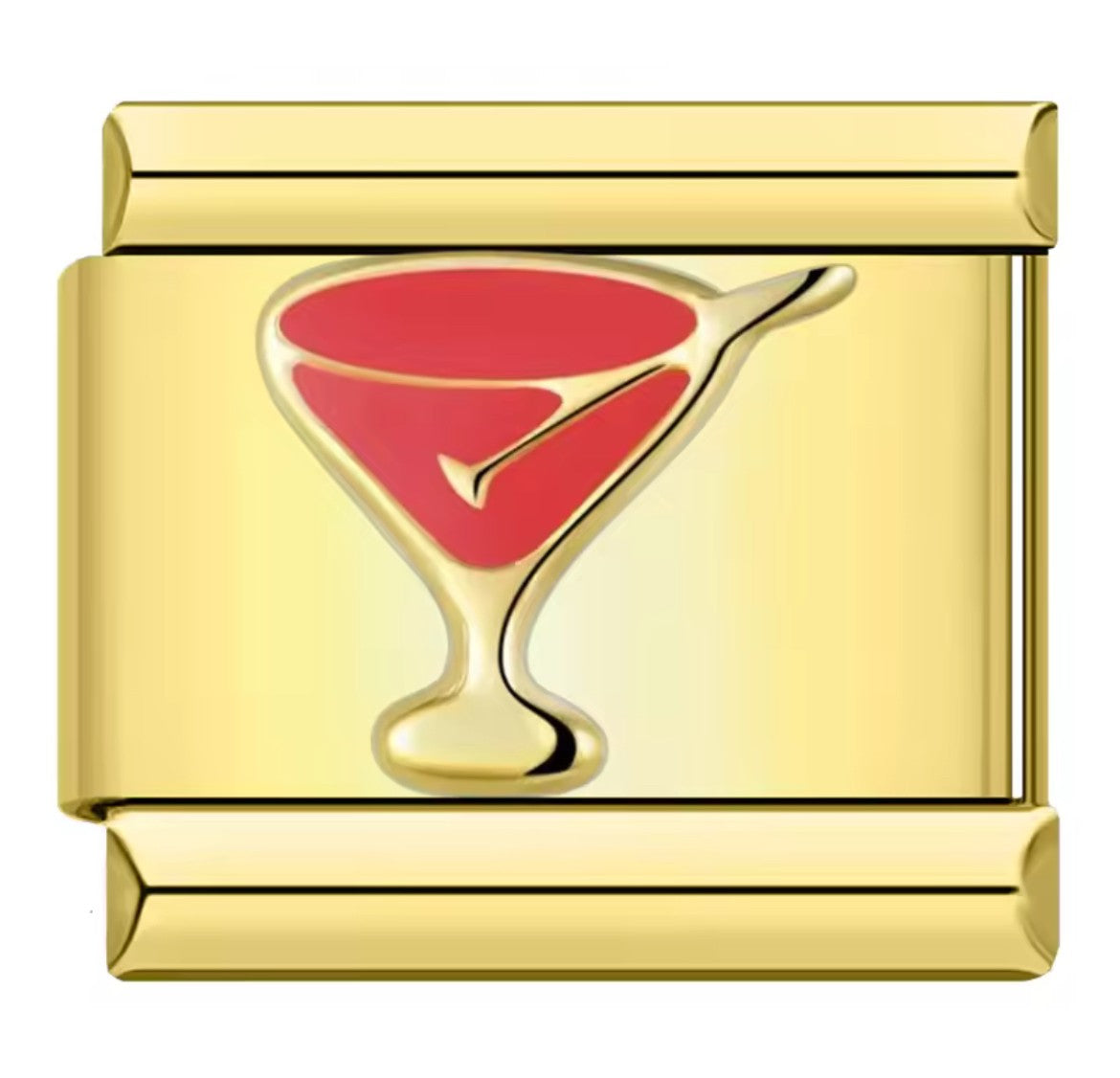 Red Cocktail Glass Italy Charm Gold Link