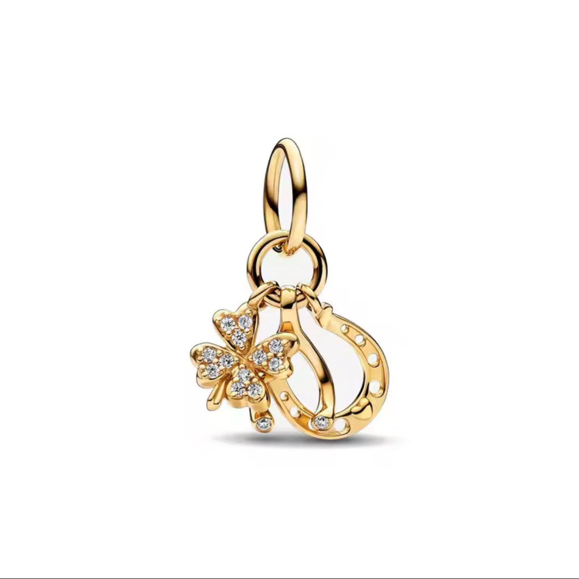 Four Leaf Clover Heart Horseshoe Dangle Charm