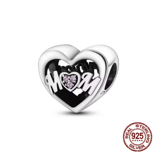 I Love You Mom Heart Charm