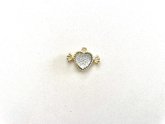 White Diamonte Heart Charm