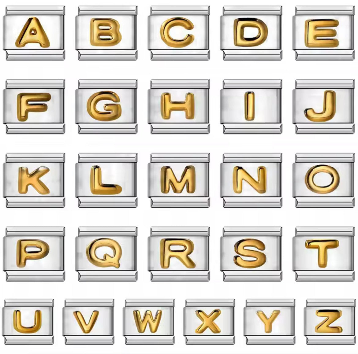 26 Letter A-Z Italy Charm Silver Per Link