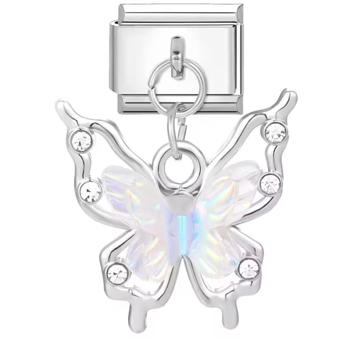 Butterfly Italy Dangle Charm Silver Link