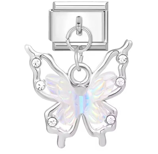 Butterfly Italy Dangle Charm Silver Link