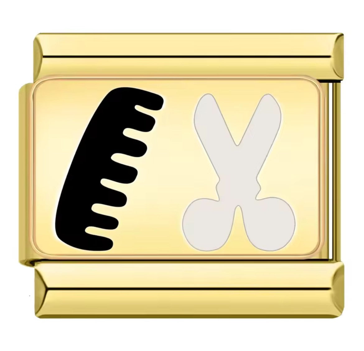 Comb and Scissors Charm Gold Link