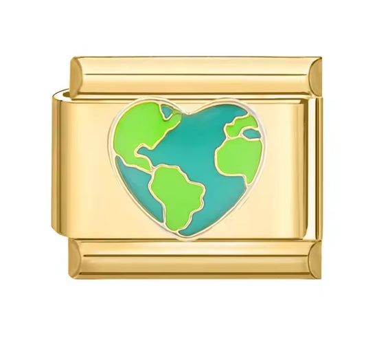 Heart Earth Italy Charm Gold Link