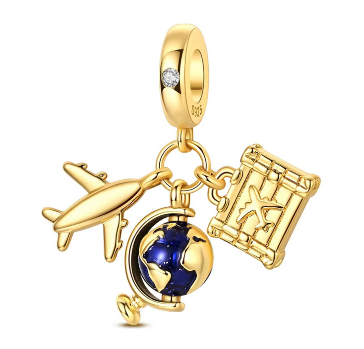 Travel Suitcase and Global Dangle Charm