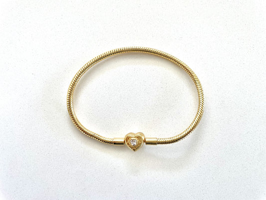 Heart Charm Snake Bracelet