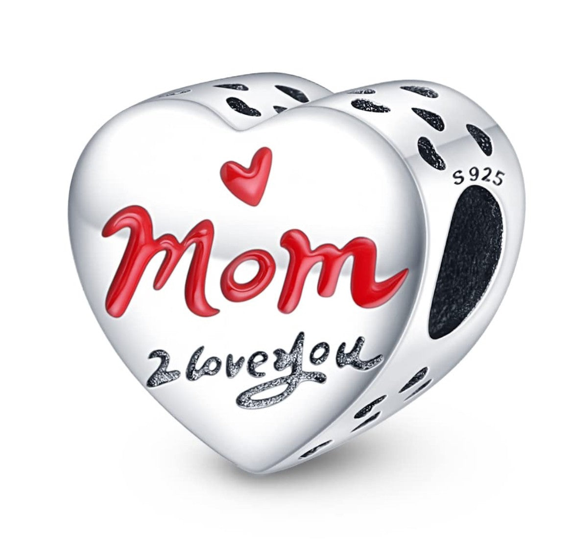 I Love You Mom Heart Charm