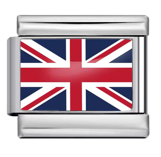 Britain Flag Charm Silver Link