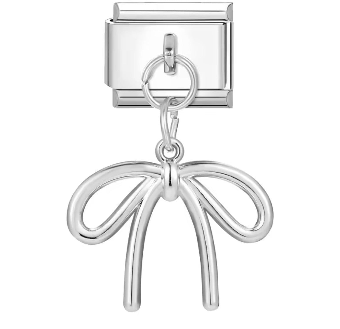 Bow Italy Dangle Charm Silver Link