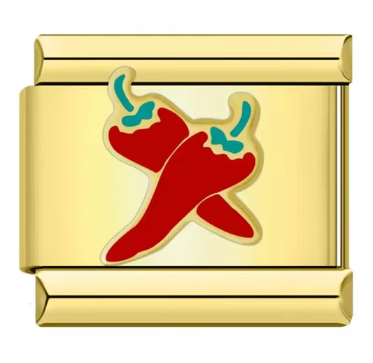 Red Chili Peppers Italy Charm Gold Link