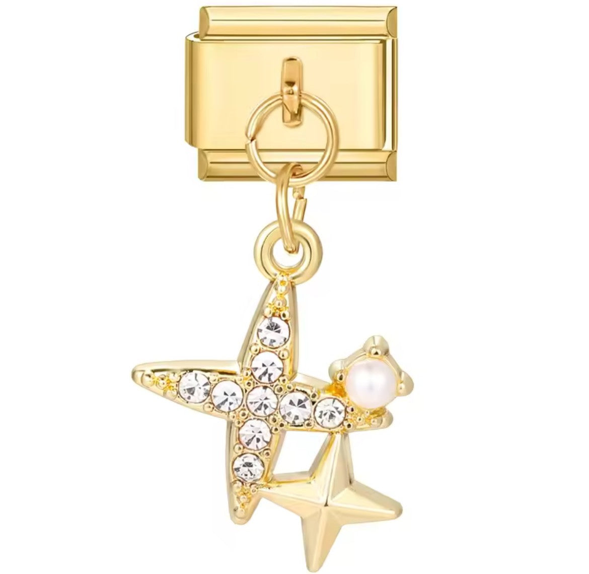 Shell Key Italy Dangle Charm Gold Link