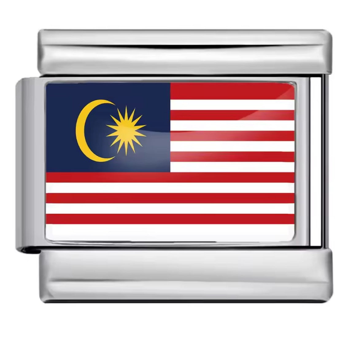 Malaysia Flag Charm Silver Link